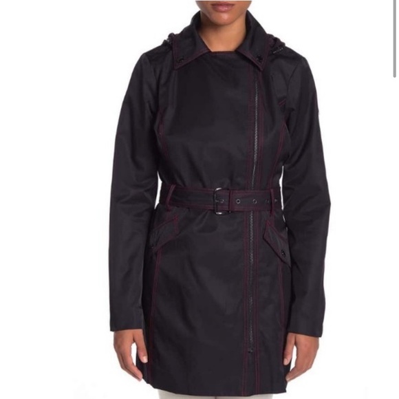 New MICHAEL Michael Kors Asymmetrical Zip Trench Coat - Picture 5 of 11